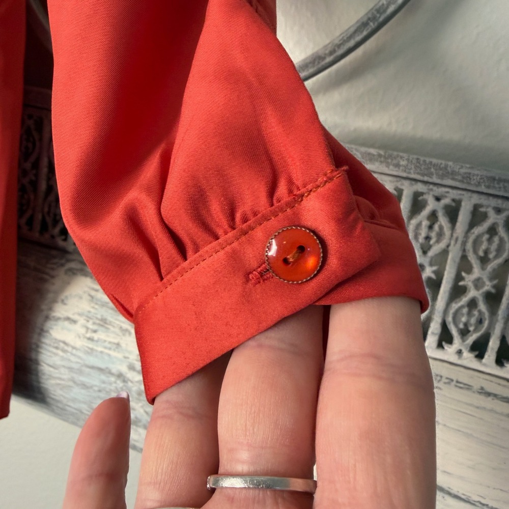Pendleton‎ Womens Red/Orange Long Sleeve Round Neck Blouse Top Petite 4 EUC - Picture 3 of 8